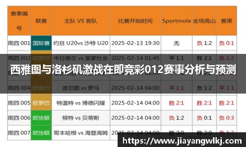 西雅图与洛杉矶激战在即竞彩012赛事分析与预测